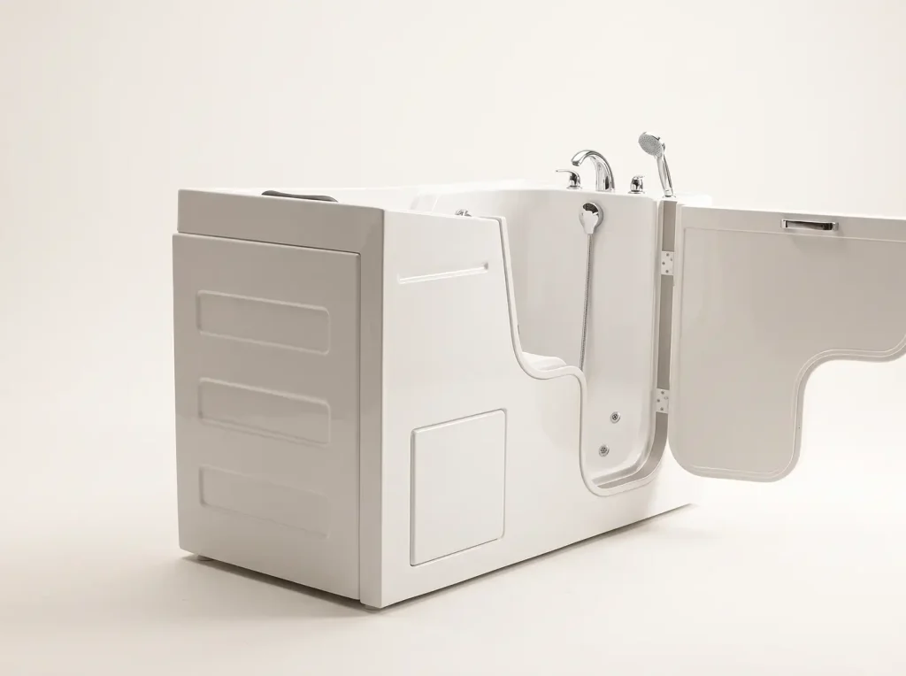 Walk-in tub with jets and grab bars